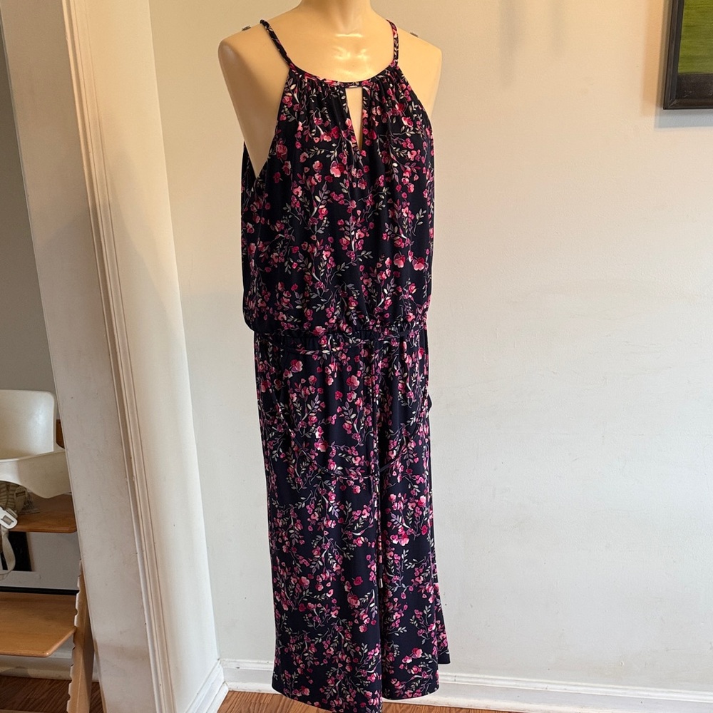 Floral Black and Pink Women's Jumpsuit